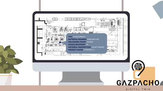 A computerscreen with gazpacho material tracking